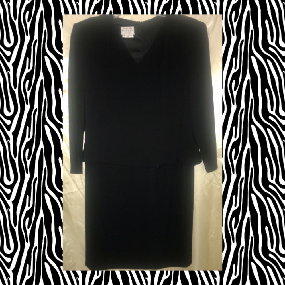 DAVID WARREN LINED BLACK DRESS SIZE 10 PETITE